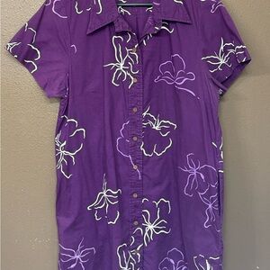 Sig Zane Purple Floral Button Down Dress